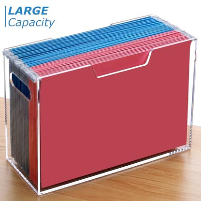 DINGHUO Legal Size File Organizer, Acrylic Protable Hanging File Organizer with Handles, Clear Storage File Folder Holder Filing Box Crate for Desk, School, Office Supplies - 1 Pack - size: Legal