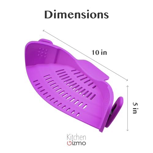Kitchen Gizmo Snap N Strain Pot and Pasta Strainer - Strainers and Colanders - Adjustable Silicone Clip On Strainer for Pots, Pans, and Bowls - Kitchen Colander - Purple - color: Purple