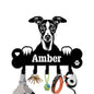 NIWAHO Dog Leash Holder Wall Mount Personalized Name - Custom Whippet Metal Sign with Bone Key Hooks, Pet Leash and Key Organizer for Entryway - color: Whippet