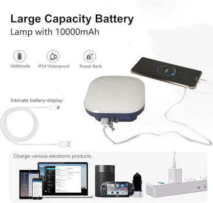 4 inch LED Camping Lights Rechargeable TeiNewBy 1500LM 10000mAh up to 120 Hours Running, 4 Light Modes, IP54 Waterproof,Magnetic Base for Hurricane Emergency, Outdoor, Hiking, Home and Car(30W) - size: 4inch-2pcs