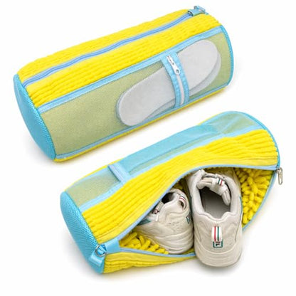 Shoe Washing Machine Bag - Set of 2 Shoe Washing Bags, Side Mesh for Insoles Sock, 360° Deep Clean Laundry Bag, Reusable Shoe-Bag for Washing Machine, Cleaning Bag for Sneakers - color: Yellow