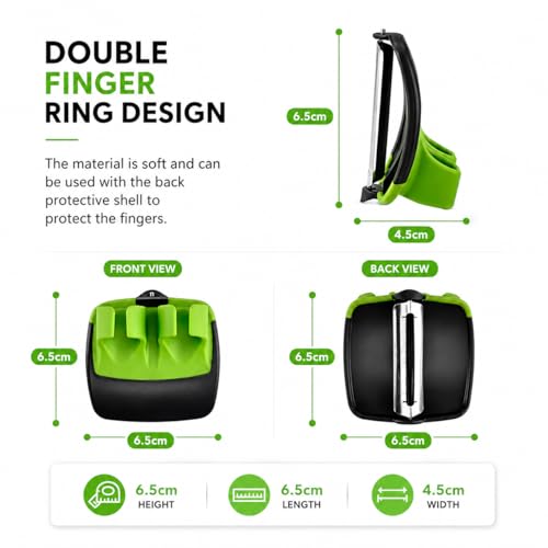 2-Finger Vegetable Peeler – Ergonomic Fruit & Vegetable Peeler with Secure Finger Grip, Sharp Stainless Steel Blade, Easy-Control Kitchen Peeling Tool for Carrots, Potatoes, Cucumbers & More - color: Green & Black