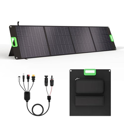 200W Portable Solar Panel Charger with 4 Kickstands, IP65 Waterproof | Foldable Solar Charger Kit with DC XT60 & Anderson Outputs for Power Stations, Outdoor RV Camping, and Emergency Blackout - color: Green