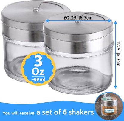 6-Pack 3oz Glass Spice Seasonings Shaker With Adjustable Lid - size: 3 Oz