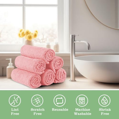 UNIMADE Washcloths - 20 Pack - Face Towels (12" x 12"), Highly Soft Wash Cloths and Hand Towels, Fast Drying Multi-Purpose Microfiber Cleansing Cloths for Bathroom, Hotel, Spa, and Salon - Pink - color: Pink, size: 20Pack