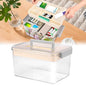 Medicine Organizer Storage Box with Handle, Clear Plastic First Aid Kit Organizer, Portable Multipurpose Emergency Supplies Container with Removable Tray for Home Office, Waterproof (Clear)