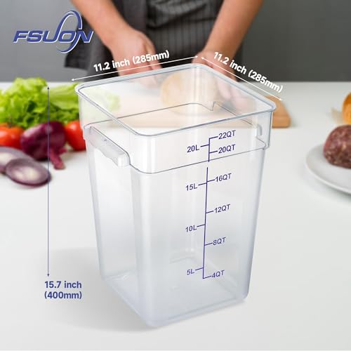 4 Pack Clear Food Storage Containers with Lids and Handles Polycarbonate Square Commercial Food Containers, NSF (22Qt) - color: 22Qt