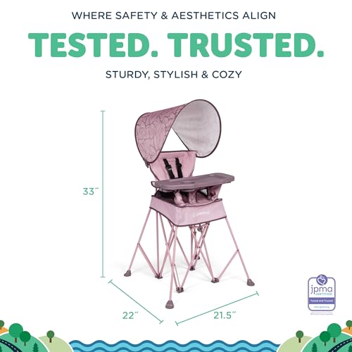 Baby Delight Go with Me Uplift Deluxe Portable High Chair | Travel High Chair | Sun Canopy | Indoor and Outdoor | Canyon Rose - color: Canyon Rose