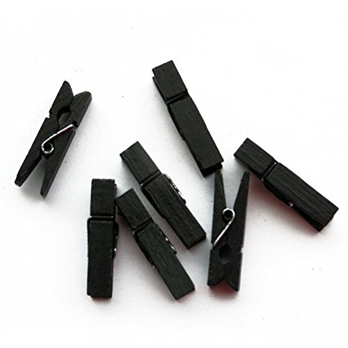 100pcs/Set Mini Colored Wooden Clips for Photo, Clothespin, Paper Peg, Craft Decoration, Wedding Decoration (Black) - color: Black