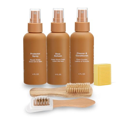 Suede Care Kit, Deep Cleaning Shoe Cleaner with Water and Stain Repellent Spray | Professional Grade Suede Brush & Eraser Set for Restoring Nubuck, Sheepskin Shoes and Boots