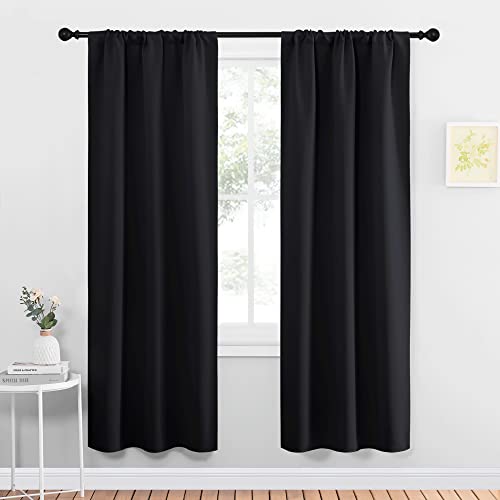 NICETOWN Halloween Black Out Curtain Panels for Kitchen - Energy Smart Decoration Thermal Insulating Blackout Drapes/Draperies for Small Window (2 Panels, 34 inches Wide by 72 inches Long) - color: Black, size: 34"W x 72"L (Pack of 2)