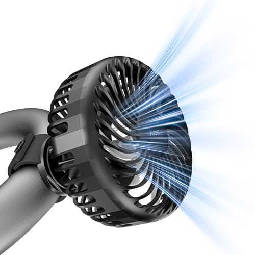 A2C Rechargeable Gym Fan for Peloton Bike & Exercise Bike - 4000mAh Portable Fan with Adjustable Strap, 3 Speed, 360° Rotation, Fit 0.5-2.1" Handlebars Clip on Fan for Treadmill, Stroller, Golf Cart - color: Black - 1
