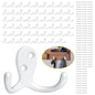 Homanu 54 Pack Coat Hooks, Heavy Duty Double Prong Coat Hooks Wall Mounted with 108 Screws, No Rust White Metal Wall Hooks for Hanging Towel, Coat, Bag, Hat, Cup, Key - color: 54 Pcs White