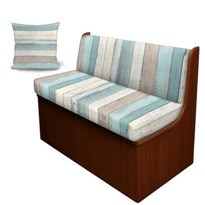 Blue White Wood Pattern 3 Pieces RV Dinette Cushion Covers Scratch-Resistant RV Couch Cover wuth Pillowcase, Sofa Furniture Protector Camper Seat Covers Dinette Booth - color: Blue White Wood