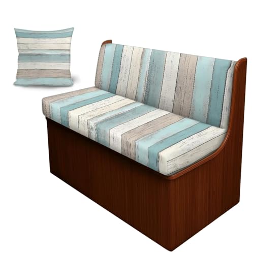 Blue White Wood Pattern 3 Pieces RV Dinette Cushion Covers Scratch-Resistant RV Couch Cover wuth Pillowcase, Sofa Furniture Protector Camper Seat Covers Dinette Booth - color: Blue White Wood