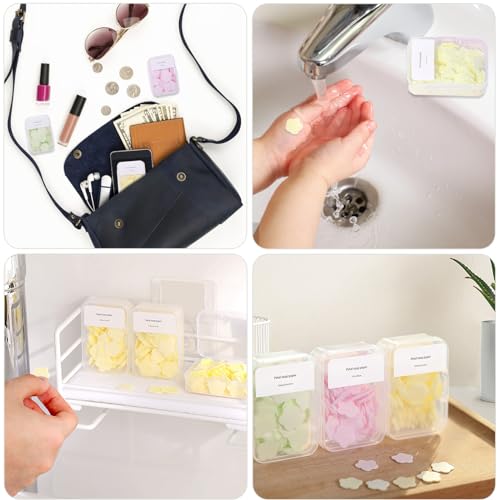 300pcs Portable Hand Washing Soap Sheets, Scented Mini Soap Sheets, Disposable Soluble Soap for Outdoor Travel, Camping, Hiking (Pink) - color: Pink