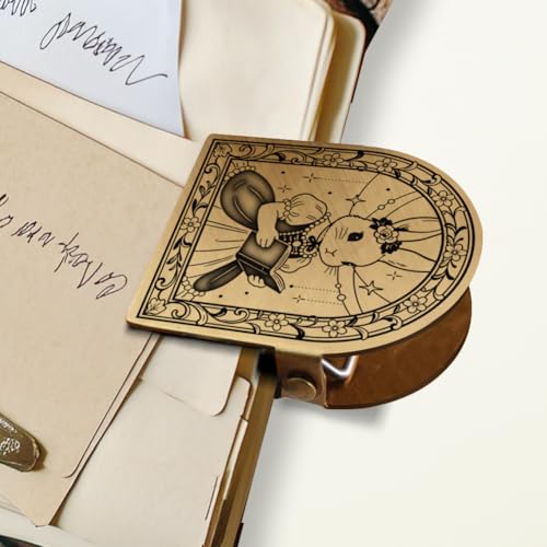 ANATTASOUL Travel Journal Clip Vintage Rabbit Reading Metal Book Clips, Decorative Heavy Duty Journal Clips to Hold Journal Open for Notebook, Photo, Bookmark, Office Kitchen Home DIY Use - style: Rabbit Reading