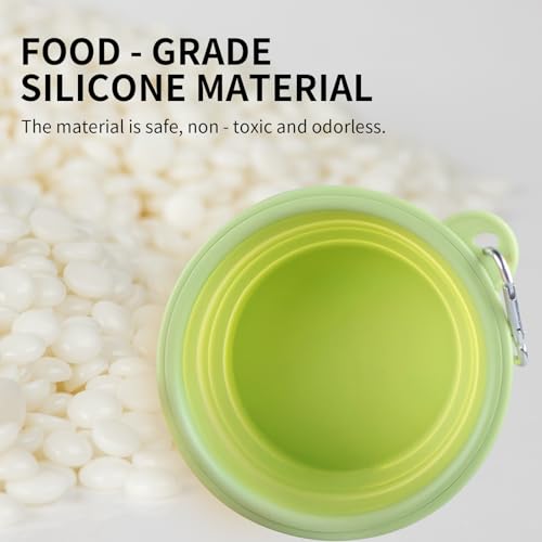 Collapsible Dog Bowls 2-Pack, Portable Travel Dog Bowl with Carabiner, Food-Grade Silicone Pet Bowl for Hiking, Walking (Macaron Pink and Green) - color: 12 OZ Macaron Pink and Green