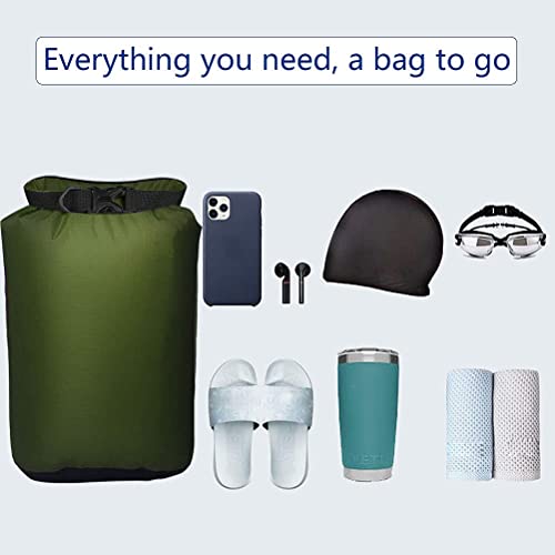 Pimoys 5 Pack Waterproof Dry Sacks, Lightweight Outdoor Dry Bags 20L /12L / 10L/ 6L/ 3.5L Ultimate Dry Bags for Kayaking Camping Rafting Boating - color: Green
