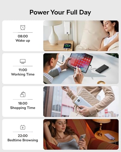 VEGER AC Wall Plug Portable Charger, 10000mah Slim Portable Charger Built in Cables, USB C Power Bank 15W Fast Charging, Travel Essential Battery Pack Compatible with iPhone, Android and More(Blue) - color: Blue