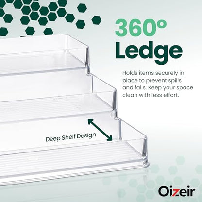 Oizeir Clear Spice Rack (2-Pack) - 3-Tier Acrylic Organizer for Cabinet - Deep Spice Shelf - 10.4 x 9.6 x 4 Inches - Holds Seasoning and Condiments - size: 2-Pack