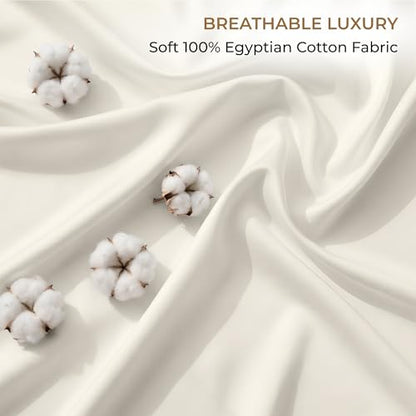 SGI bedding 100% Egyptian Cotton Sheets Twin XL Size – 600 Thread Count Sheets Set, Soft, Cooling, 15" Deep Pocket, Luxury Hotel Bedding, Breathable, Durable - Butter - color: 05 - Ivory, size: Twin XL