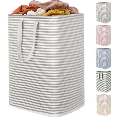 Lifewit 1 Pack Laundry Basket 80L Each, Collapsible Clothes Hamper with Reinforced Handles, Freestanding Waterproof Design for Bedroom and Laundry Room, Grey 80L Total - color: Grey, size: 80L