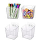 Clear Adhesive Wall Storage Bins, 4 Pack Cabinet Door Organizer Holders, Hanging Wall Mount Pockets, Plastic Cups for Shower Bathroom Makeup Office Craft Remote Kitchen Sink RV Organization (Small) - size: Small