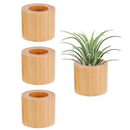 Bigmeta 3 Pcs Wood Air Plant Holder, 1.4" Rustic Style Airplant Display Stands for Women Gifts