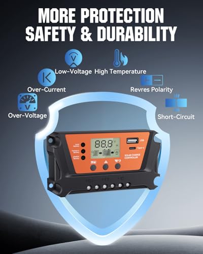 200 Watt Solar Panel Kit, 18BB 200W N-Type Solar Panels 25% Efficiency, 30A Charge Controller, 10AWG Solar Cable and Tray Cable, Black Z Brackets Boat, Camper - style: 200W KIT