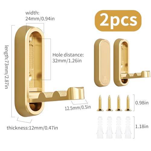 2Pcs Foldable Wall Hooks, Zinc Alloy Folding Hook Gold, Heavy Duty Folding Coat Hooks Wall Mounted for Hanging Coat Towels Bags Keys (Gold, 2 Pack) - color: Gold, size: 2 Pack