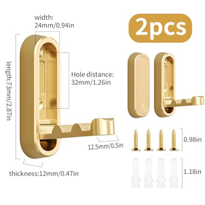2Pcs Foldable Wall Hooks, Zinc Alloy Folding Hook Gold, Heavy Duty Folding Coat Hooks Wall Mounted for Hanging Coat Towels Bags Keys (Gold, 2 Pack) - color: Gold, size: 2 Pack