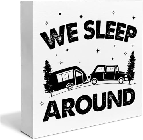 Fun Wooden Box Sign Camp Like It's Hot Desk Decor Bedroom Ledge Farmhouse Decor Gift 5×5 in - color: Wooden Sign-6