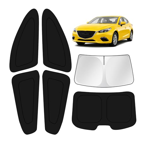 KUST Car Window Shades for Mazda 3 2014-2017 2018 Windshield Sun Shade Side Window Cover UV Block Privacy Protection Accessories for Camping Blackout Rear Back Full Set 6PCS - size: FOR | Mazda 3 2014-2018 (6pcs)