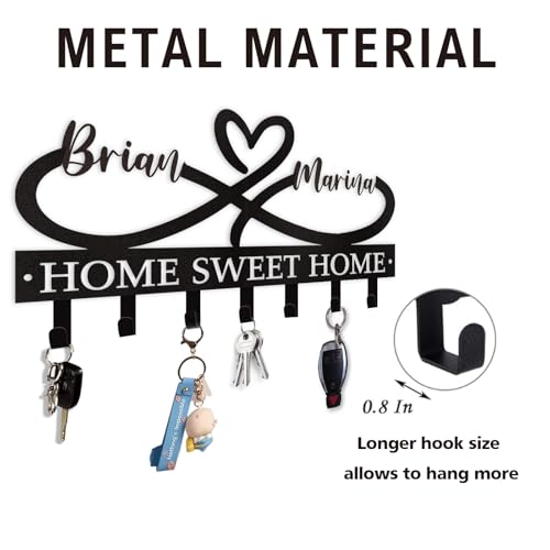 Dyoart Personalized Couple's Name Key Rack, Wall Mounted Metal Key Holder for Housewarming Gifts,ignent Bedding - color: 01 Heart