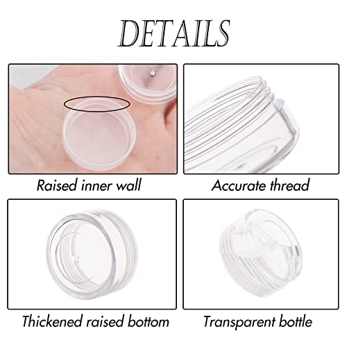 5 Gram Sample Containers with Lids, Mini Makeup Containers, Empty Plastic Travel Cosmetic Containers with Labels(50 Count, Clear Lid) - color: Clear