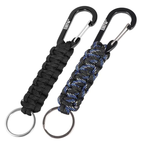 EOTW Paracord Keychain for Men Women Paracord Carabiner Backpack Keychain with Aluminum Clip for Camping Hiking Outdoor Gear - color: Black+black Blue Camouflage