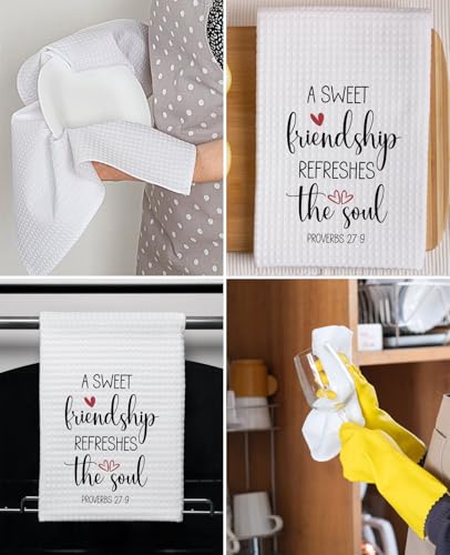 Advivio A Sweet Friendship Refreshes The Soul Kitchen Dish Towels Flour Sack Tea Towel, Kitchen Christian Gifts for Women Faith, Hostess Gifts for Women - color: A Sweet Friendship