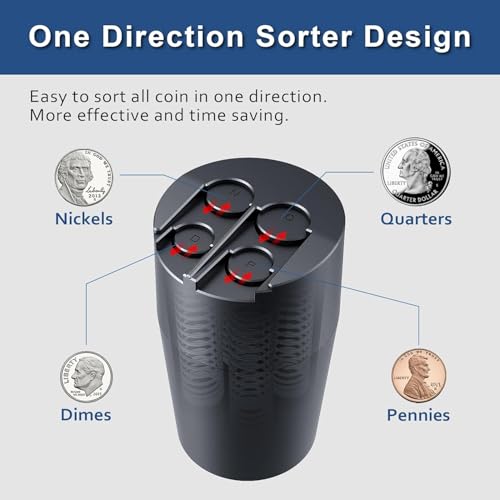 Coin Holder for Car, Large Capacity Universal Car Portable Coin Organizer, Fits Most Vehicles & Trucks Cup Holders, Change Dispenser Storage for Quarters, Pennies, Dimes, Nickels (Four Coin) - size: Four Coin