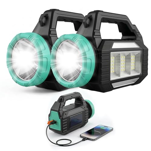 Solar Flashlight, Rechargeable Flashlights, 6 Lighting Modes LED Camping Lantern with Emergency Strobe Light, Type-C&Solar Charging for Outdoor, Home, Camping, Power Outages - color: 2PC