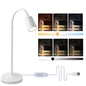 DAMI Dimmable LED Desk Lamp USB Powered, 3 Color Modes Flexible Gooseneck Reading Light, Eye-Caring Small Table Lamp for Home Office Study Bedroom Dorm Bedside - White - color: White