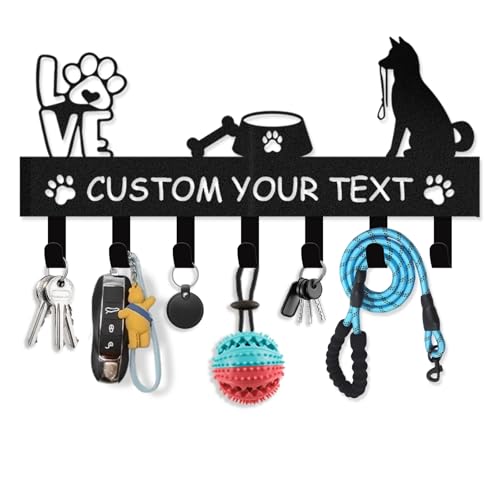 Dyoart Custom Dog Leash Holder for Wall, Custom Metal Key Holder Wall Mount, Dog Leash Dog Stuff Key Organizer, Coat Rack Key Holder Gift for Dog Lovers, Dog Stuff Organizer for Entryway Doorway - color: 02 Dog