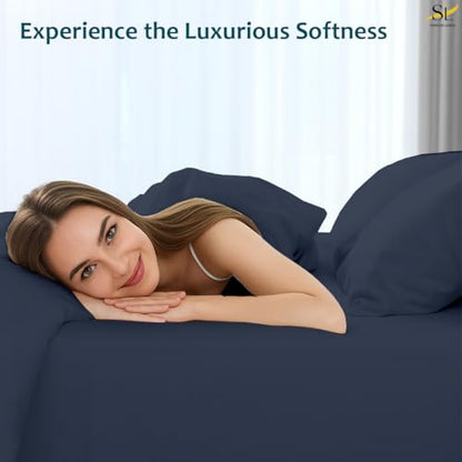 Twin Sheet Set - 4 Piece Ultra Soft Brushed Microfiber Bed Sheets - 15" Deep Pockets, Wrinkle-Free & Breathable for a Secure Fit Sheets & Pillowcases (Twin, Navy Blue) - color: Navy Blue, size: Twin