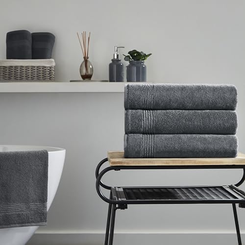 Ozdilek 4-Piece Bath Towels, 27x54, 100% Turkish Cotton, Luxury Quick Dry, Extra Large, Fade-Resistant, Eco-Friendly, Spa Towel, Comfortable (Anthracite Grey) - color: Anthracite Grey