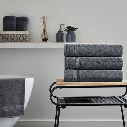 Ozdilek 4-Piece Bath Towels, 27x54, 100% Turkish Cotton, Luxury Quick Dry, Extra Large, Fade-Resistant, Eco-Friendly, Spa Towel, Comfortable (Anthracite Grey) - color: Anthracite Grey