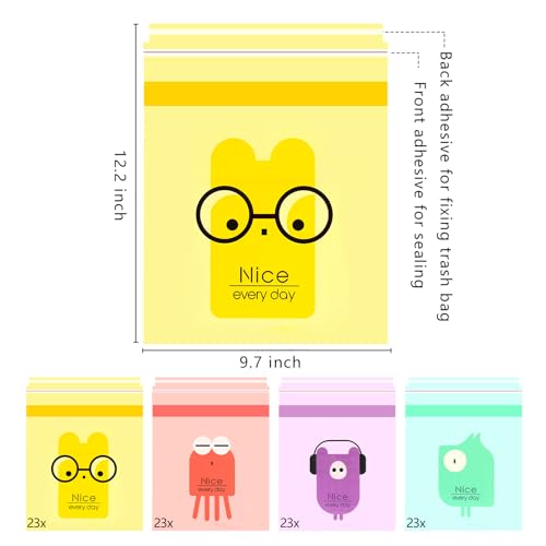 92pcs Car Trash Bags Easy Stick-On Disposable Portable Car Garbage Bags, Waterproof Leak Proof Barf Vomit Bags, Self Adhesive Cleaning Bags for Cars, Bedrooms, Bathrooms, Offices, Kitchens - Pattern A - color: A-92 Pieces