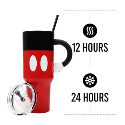 Disney Mickey Mouse 40 Oz Stainless Steel Tumbler With Sculpted Arm Handle - color: Disney Mickey Mouse Red