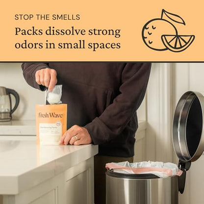 Fresh Wave Orange Odor Eliminating & Deodorizing Packs - Bag of 6 & Fresh Pod Case