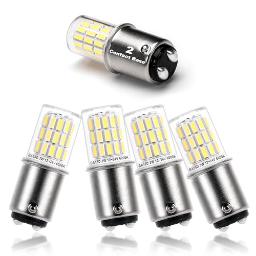 12V BA15D LED RV Camper Interior Light Bulbs,1076 1142 1176 S8 3W 6000K Daylight Bright White,Double Contact DC Bayonet Base,AC10-24V DC10-30V Low Voltage BA15D for Marine Boat Trailer Lights,5Pack - color: 1142 White