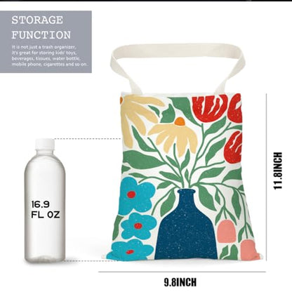 Boho Flower Car Trash Can, Car Trash Bag Hanging, Waterproof Cars Back Seat Hanging Organizer and Storage Trash Bags for Vehicle Travelling Camping - color: Flower09